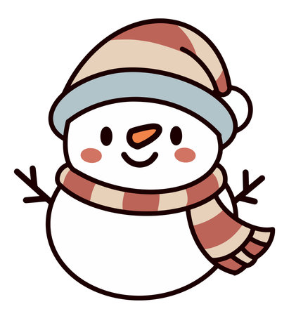 Snowman wear winter hat and scarf smile isolate on  white background vector illustrationのイラスト素材