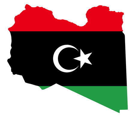 Libya flag on map on transparent  background vector illustration.のイラスト素材