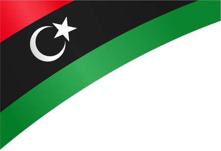 Libya flag wave isolated on png or transparent background vector illustration.のイラスト素材