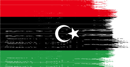 Libya flag with brush paint textured isolated  on png or transparent background vector illustrationのイラスト素材