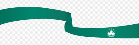 Macau flag wave isolated on png or transparent background vector illustration.のイラスト素材
