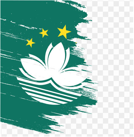 Macau flag with brush paint textured isolated  on png or transparent background vector illustrationのイラスト素材