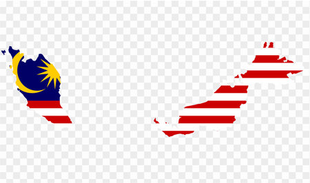 Malaysia flag on map on transparent  background. vector illustration.のイラスト素材