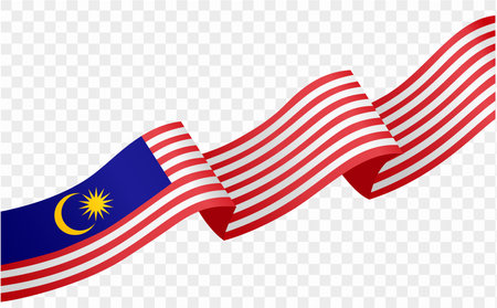 Malaysia  flag wave isolated on png or transparent background. vector illustration.のイラスト素材