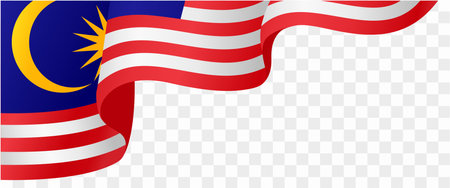 Malaysia  flag wave isolated on png or transparent background. vector illustration.のイラスト素材