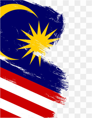 Malaysia flag with brush paint textured isolated  on png or transparent background. vector illustrationのイラスト素材