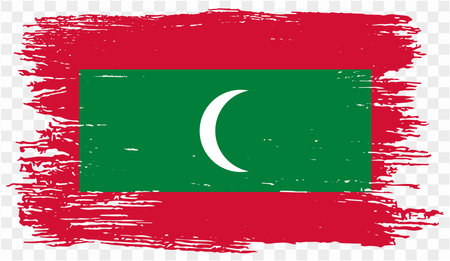 Maldives flag with brush paint textured isolated  on png or transparent background. vector illustrationのイラスト素材