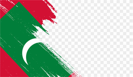 Maldives flag with brush paint textured isolated  on png or transparent background. vector illustrationのイラスト素材