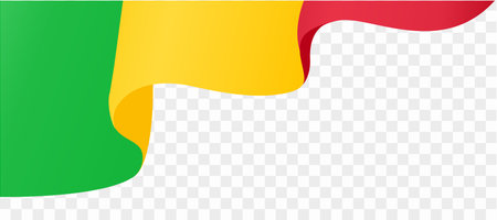 Mali flag wave isolated on png or transparent background vector illustration.のイラスト素材