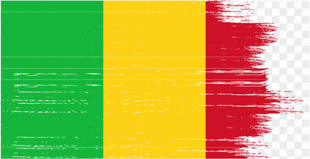 Mali flag with brush paint textured isolated  on png or transparent background. vector illustrationのイラスト素材