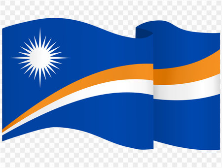 Marshall Islands flag wave isolated on png or transparent background. vector illustration.のイラスト素材