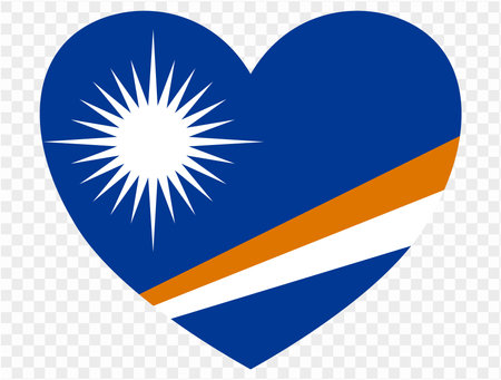 Marshall Islands flag in heart shape isolated  on  transparent  background. vector illustrationのイラスト素材