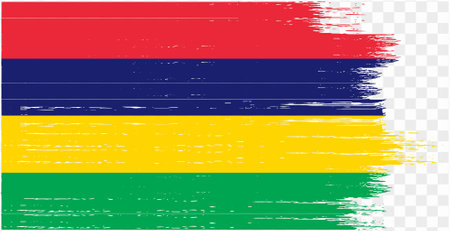 Mauritius flag with brush paint textured isolated  on png or transparent background. vector illustrationのイラスト素材