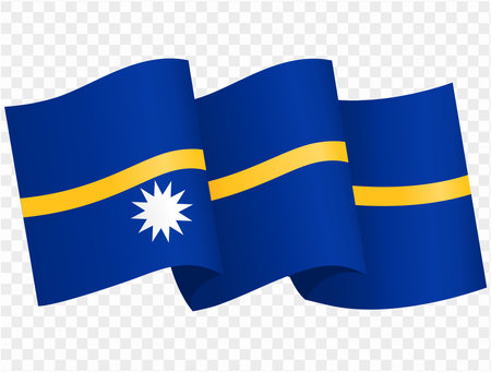 Nauru flag wave isolated on png or transparent background vector illustration.のイラスト素材
