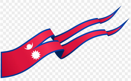 Nepal flag wave isolated on png or transparent background. vector illustration.のイラスト素材