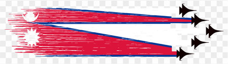 Nepal flag with military fighter jets isolated background. vector illustrationのイラスト素材