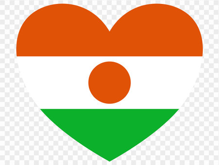 Niger flag in heart shape isolated  on  transparent  background. vector illustrationのイラスト素材