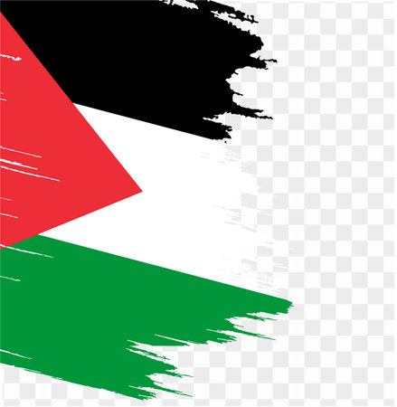 Palestine flag with brush paint textured isolated  on png or transparent background. vector illustrationのイラスト素材