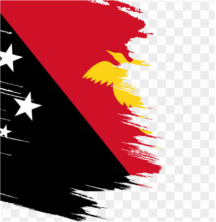 Papua New Guinea flag with brush paint textured isolated  on png or transparent background. vector illustrationのイラスト素材