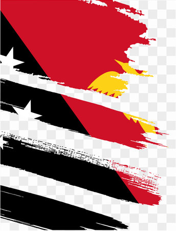 Papua New Guinea flag with brush paint textured isolated  on png or transparent background. vector illustrationのイラスト素材