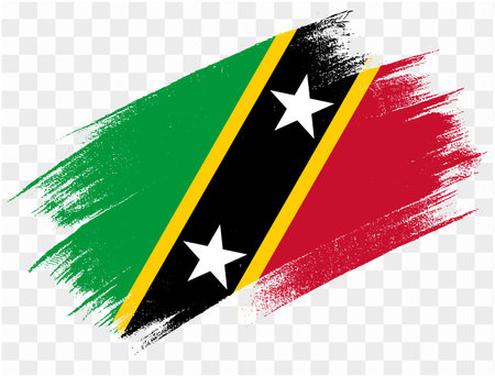 Saint Kitts and Nevis flag brush paint textured isolated  on png or transparent background. vector illustrationのイラスト素材