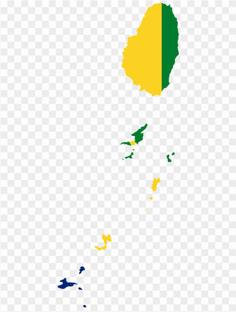 Saint Vincent and the Grenadines map flag on transparent  background. vector illustration.のイラスト素材