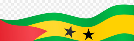 Sao Tome and Principe flag wave isolated on png or transparent background vector illustration.のイラスト素材