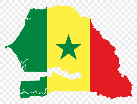 Senegal map flag on transparent  background. vector illustration.のイラスト素材