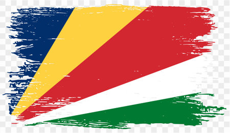 Seychelles flag brush paint textured isolated  on png or transparent background. vector illustrationのイラスト素材