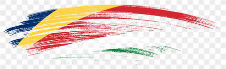 Seychelles flag brush paint textured isolated  on png or transparent background. vector illustrationのイラスト素材