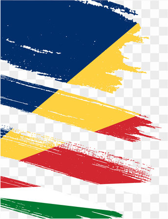 Seychelles flag brush paint textured isolated  on png or transparent background. vector illustrationのイラスト素材