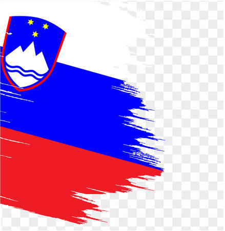 Slovenia flag  brush paint textured isolated  on png or transparent background. vector illustrationのイラスト素材