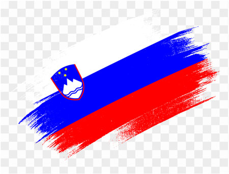 Slovenia flag  brush paint textured isolated  on png or transparent background. vector illustrationのイラスト素材