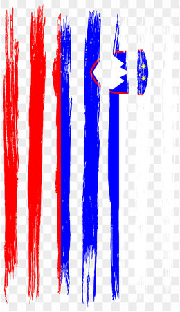 Slovenia flag  brush paint textured isolated  on png or transparent background. vector illustrationのイラスト素材