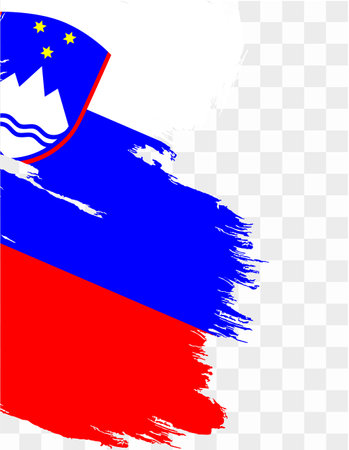 Slovenia flag  brush paint textured isolated  on png or transparent background. vector illustrationのイラスト素材