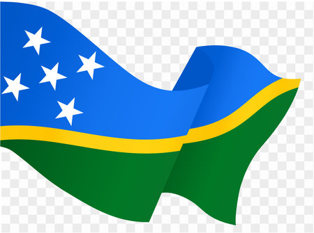 Solomon Islands flag wave isolated on png or transparent background vector illustration.のイラスト素材