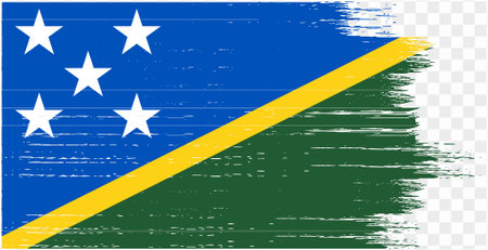 Solomon Islands flag brush paint textured isolated  on png or transparent background. vector illustrationのイラスト素材