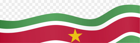 Suriname flag wave isolated on png or transparent background vector illustration.のイラスト素材