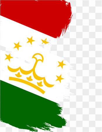 Tajikistan flag brush paint textured isolated  on png or transparent background. vector illustrationのイラスト素材