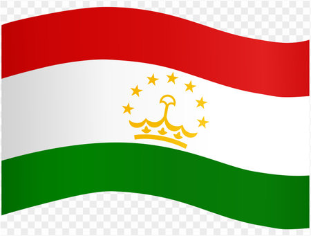 Tajikistan flag wave isolated on png or transparent background vector illustration.のイラスト素材