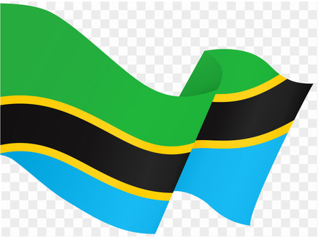 Tanzania flag wave isolated on png or transparent background vector illustration.のイラスト素材