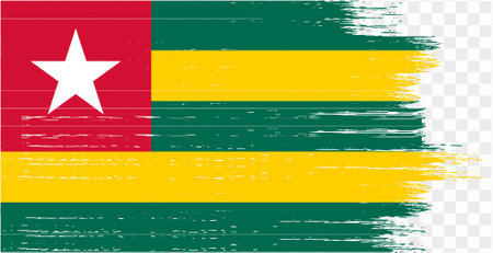Togo flag brush paint textured isolated  on png or transparent background. vector illustrationのイラスト素材
