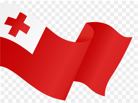 Tonga flag wave isolated on png or transparent background vector illustration.のイラスト素材