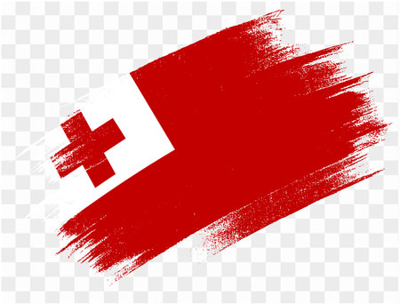 Tonga flag brush paint textured isolated  on png or transparent background. vector illustrationのイラスト素材