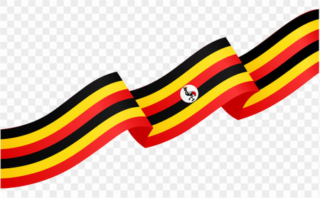 Uganda  flag wave isolated on png or transparent background vector illustration.のイラスト素材