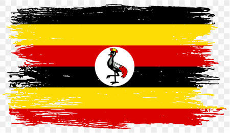 Uganda flag brush paint textured isolated  on png or transparent background. vector illustrationのイラスト素材
