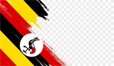 Uganda flag brush paint textured isolated  on png or transparent background. vector illustrationのイラスト素材