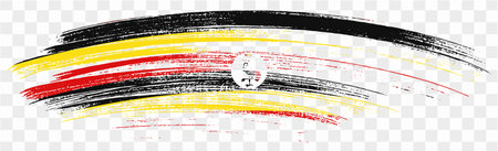 Uganda flag brush paint textured isolated  on png or transparent background. vector illustrationのイラスト素材
