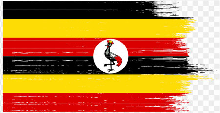 Uganda flag brush paint textured isolated  on png or transparent background. vector illustrationのイラスト素材