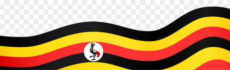 Uganda  flag wave isolated on png or transparent background vector illustration.のイラスト素材